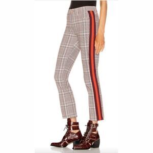Mother, “The Insider Ankle” Plaid Trousers in “Plum and Pink” Size 28, Grey, Red